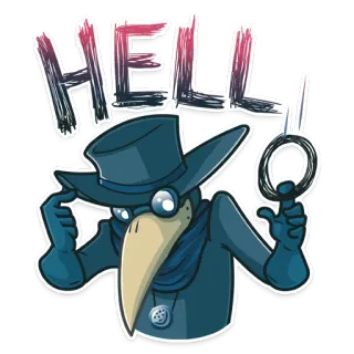 👋 HELL! pestdokter, vogel, masker, hel, grimmig, donker telegram sticker