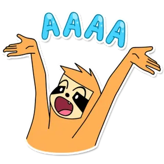 🙆‍♂️ AAAA Faultier, Cartoon, Ausdruck, Schrei, Frustration, Lustig whatsapp sticker