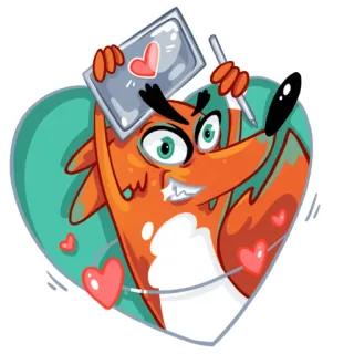 ❤️ raposa, coração, amor, desenho animado, animal, fofo, personagem telegram sticker