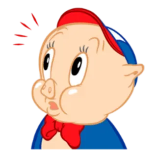 😯 Porky Pig Порки Пиг, Мультфильм, Looney Tunes, Warner Bros, Свинья, Персонаж telegram sticker