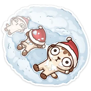 🤔 sticker, winter, schnee, katze, weihnachtsmannmütze, weihnachten, süß telegram sticker