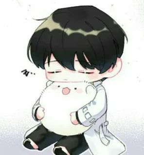 📖 지... Chibi, Lindo, Dibujos animados, Anime, Personaje, Blanco, Abrazo whatsapp sticker