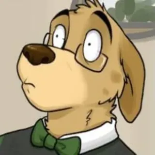 😯 dog, cartoon, anthropomorphic, glasses, bow tie, suit whatsapp sticker