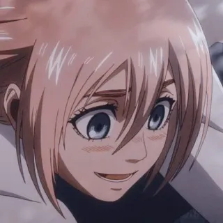 😃 Historia Reiss Attack on Titan anime, garota, personagem, mangá, sorrindo, feliz whatsapp sticker