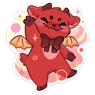 🥳 demon, schattig, kawaii, cartoon, fantasie, dier, sticker telegram sticker