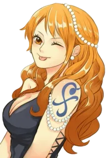😜 Nami One Piece anime, one piece, nami, character, manga, pirate, illustration telegram sticker
