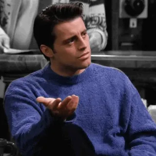 🤔 Joey Tribbiani Friends ジョーイ, フレンズ, 海外ドラマ, 混乱, 肩をすくめる telegram sticker