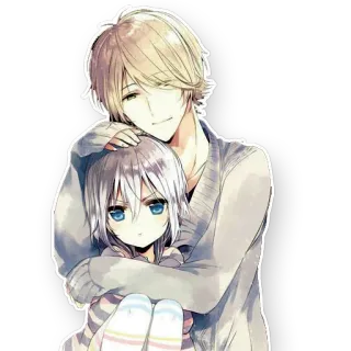 🤗 アニメ, ハグ, 愛, 漫画, カップル telegram sticker