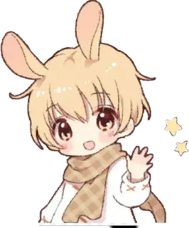✋ chibi, anime, coniglio, coniglio, kawaii, carino, adesivo telegram sticker