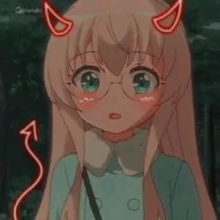 🌟 アニメ, 悪魔の角, かわいい, メガネ, 漫画, デジタルアート telegram sticker
