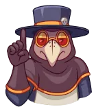 ☝️ чумной доктор, шляпа, череп, птица, мультфильм, персонаж telegram sticker