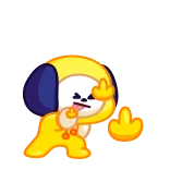 🖕 cartoon, middle finger, offensive gesture, dog, yellow telegram sticker