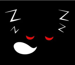 💤 dormir, durmiendo, cansado, zzz, ojos rojos, fondo negro telegram sticker