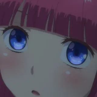 😮 anime, garota, cabelo rosa, olhos azuis, fofa telegram sticker