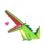 ❤️ cocodrilo, animal, lindo, dibujos animados, corazón, amor, pegatina telegram sticker