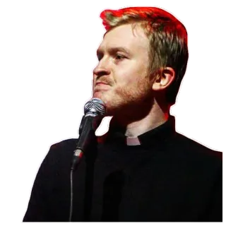 😡 Homem, Padre, Microfone, Colarinho clerical, Figura religiosa, Orador telegram sticker