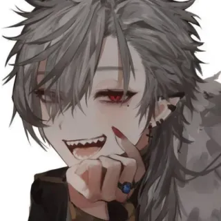 🤍 anime, boy, red eyes, wolf, demon, monster, creature whatsapp sticker
