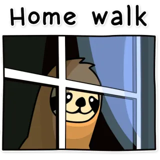 🏠 Home walk ленивец, окно, дом, прогулка, животное, милый whatsapp sticker