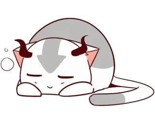 💤 cat, sleeping, cartoon, demon, horns, cute telegram sticker
