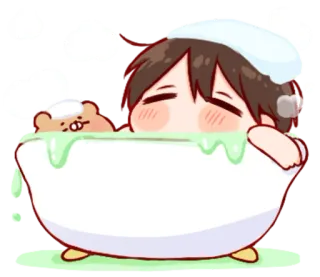 🎭 Anime, Carino, Bagno, Orso, Chibi telegram sticker