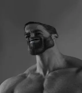 💪 Chad, Meme, Schwarzweiß, Mann, Stark, Bodybuilding whatsapp sticker