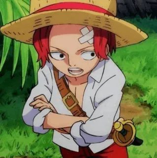 😧 Shanks One Piece アニメ, ワンピース, シャンクス, キャラクター, 麦わら帽子, 赤髪 telegram sticker