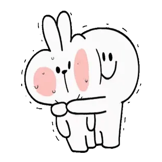 🤗 rabbit, cartoon, cute, hugging, white, animals, kawaii whatsapp sticker