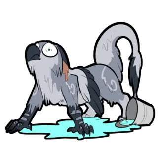 ☔️ grifo, criatura, animal, fantasia, desenho animado, água, vazamento, balde telegram sticker