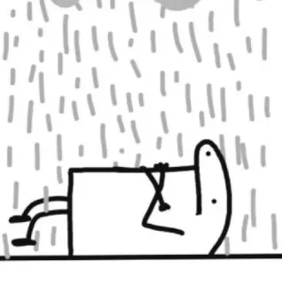 🪵 Dibujo animado, Lluvia, Triste, Monigote whatsapp sticker