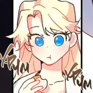 🪞 YUM YUM cartoon, eating, snack, blonde hair, cute, food telegram sticker