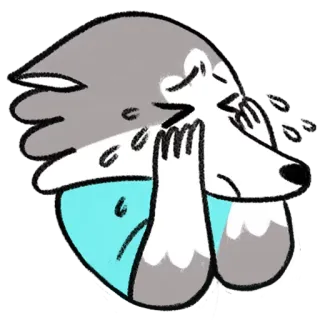 😣 llorando, lobo, triste, animal, lagrimoso, dibujos animados telegram sticker