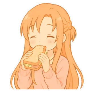 🥪 Asuna Yuuki Sword Art Online Аниме, Милый, Сэндвич, Еда, Каваий, Манга, Чиби whatsapp sticker