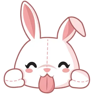 😝 bunny, rabbit, cute, pink, cartoon, animal, sticker telegram sticker