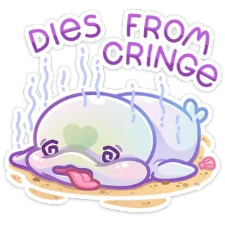😵‍💫 Dies From Cringe imbarazzo, foca, divertente, morte, cartoni animati, meme whatsapp sticker