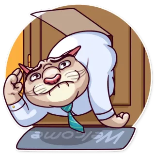 👋 welcome kucing, selamat datang, pintu, salam, kartun whatsapp sticker