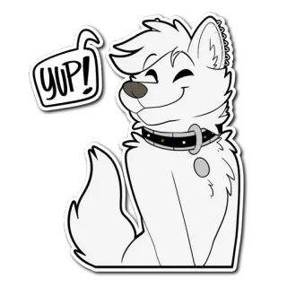 ✅ Yup! hond, blij, cartoon, huisdier, dier telegram sticker