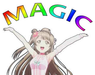 🤗 MAGIC Anime, Chica, Arcoíris, Lindo, Mágico telegram sticker