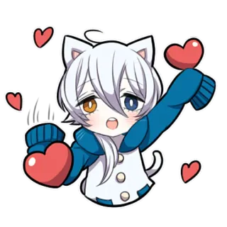 ❤️ anime, kawaii, chibi, cat, hearts, cute, manga telegram sticker