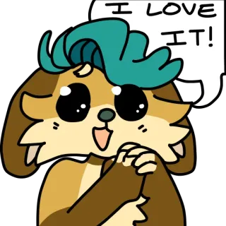 ❤ I LOVE IT! собака, милый, мультфильм, восторг, выражение, любовь, счастливый telegram sticker