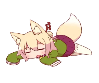 😴 Anime, Dibujos animados, Lindo, Chibi, Zorro, Durmiendo, Cansado telegram sticker