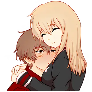 🤗 Аниме, Объятия, Пара, Любовь, Мультфильм, Иллюстрация telegram sticker