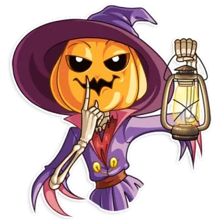 🤫 かぼちゃ, 魔女, ハロウィン, 骸骨, 怖い, モンスター, ファンタジー, 魔法, 秋 telegram sticker