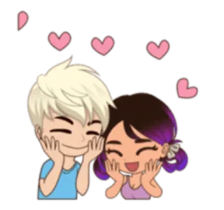 💕 만화, 사랑, 하트, 커플, 행복, 귀여운 telegram sticker