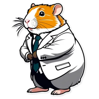 😬 criceto, dottore, camice da laboratorio, animale, cartone animato, roditore, ufficio, affari telegram sticker