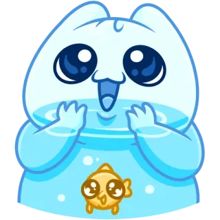 🤗 스티커, 귀여운, 만화, 물고기, 동물, 일러스트 telegram sticker