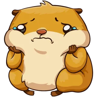 ☹ traurig, weinend, hamster, emoji, bedrückt, emotional, süß, cartoon telegram sticker