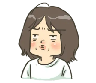😙 만화, 지친, 피곤한, 여자, 졸린 whatsapp sticker