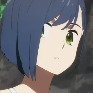 🍤 Ichigo Darling in the Franxx 动漫, 草莓, Darling in the Franxx, 蓝发, 绿眼睛, 肖像 telegram sticker