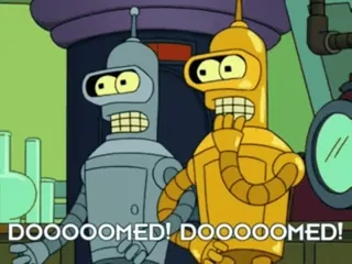 ♊ Bender Futurama DOOOOOOMED! DOOOOOOMED! Bender, Futurama, robot, cartoon, doomed, funny telegram sticker