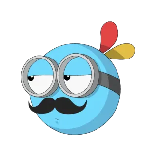 👨 uccello blu, occhiali, baffi, cartone animato, personaggio rotondo, carino telegram sticker